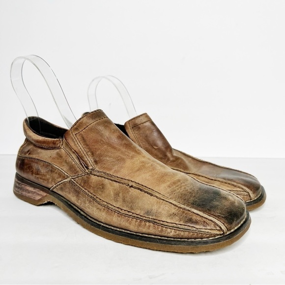 Bed Stu Brown Leather Distressed Slip On Loafers Size 10 Men’s - Picture 1 of 6